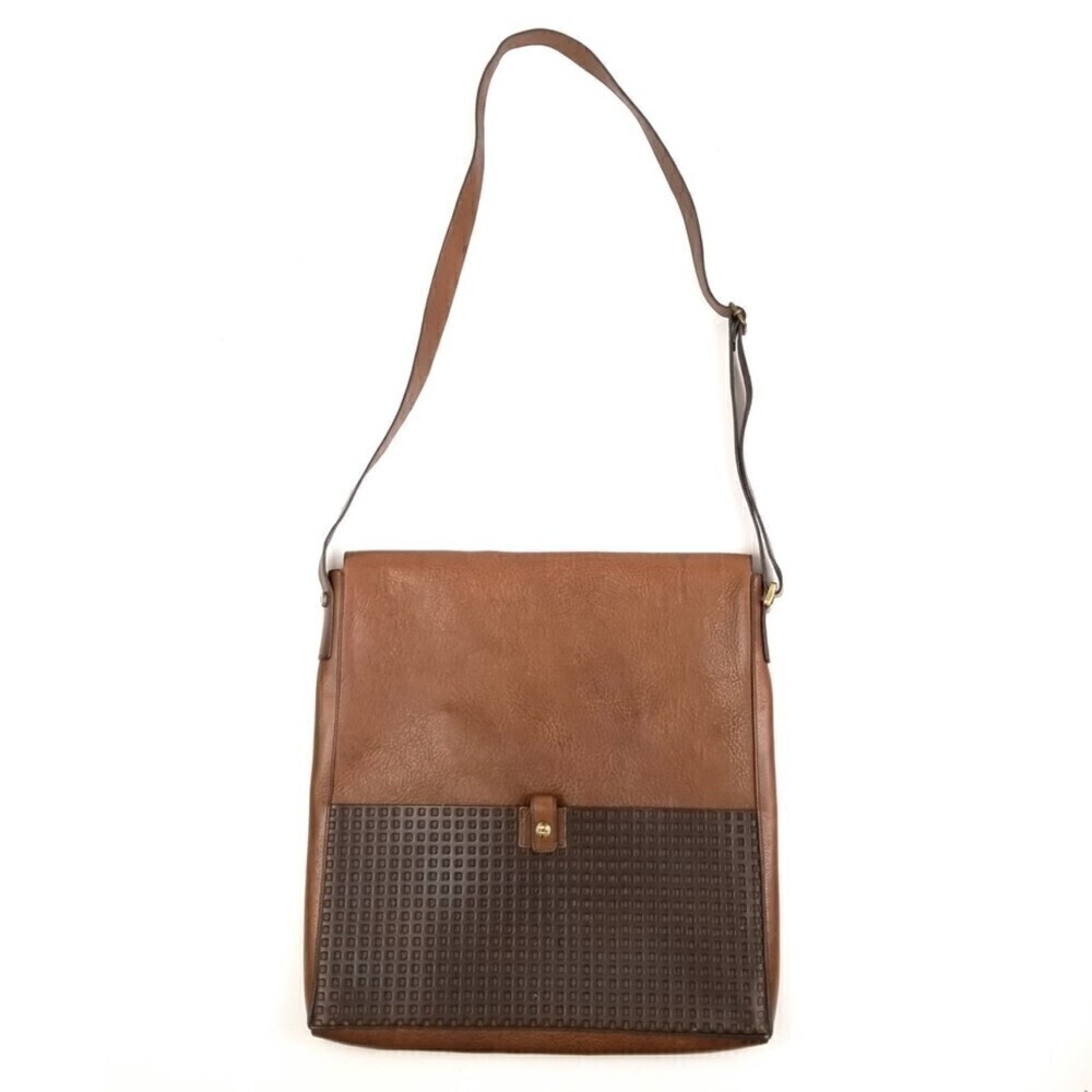 Vintage Loyd Maish Leather Letter Envelope Satchel Bag Crossbody Purse Brown